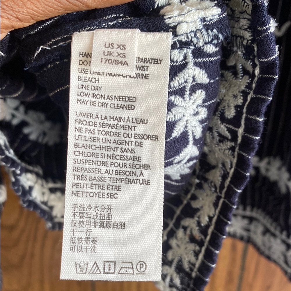 Free People Blue and White Embellished Boxy Blouse - Picture 6 of 7